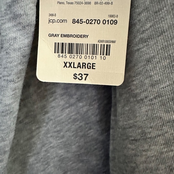 ST. JOHN'S BAY GREY WITH EMBROIDERED FLOWERS WITH MOCK SLEEVES SWEATER - Picture 6 of 6